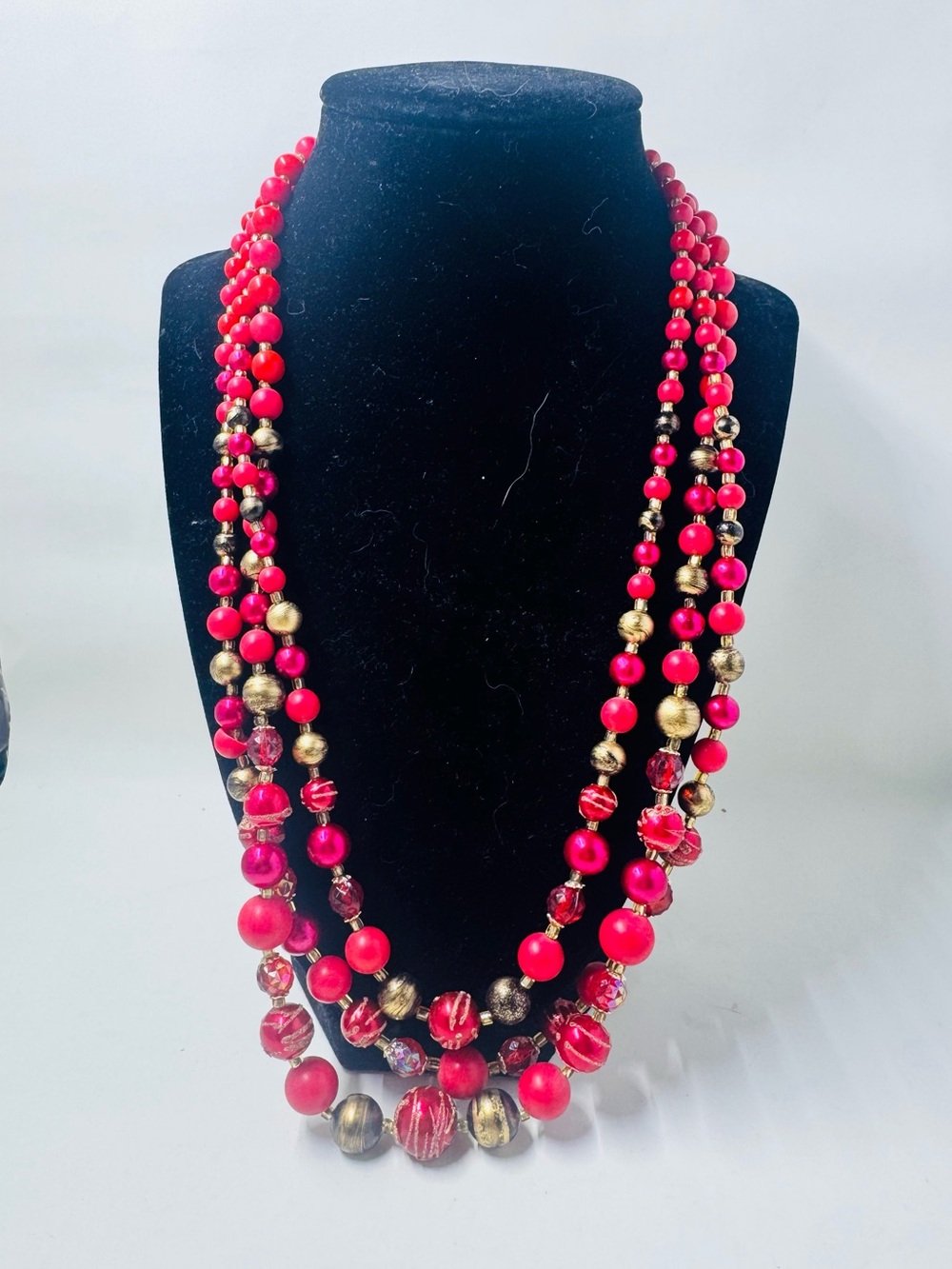 1950'S JAPAN Signed Gold Res STRAND BEAD NECKLACE